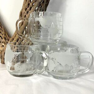 Vintage Nestle Nescafe Old World Map Coffee Cups Set